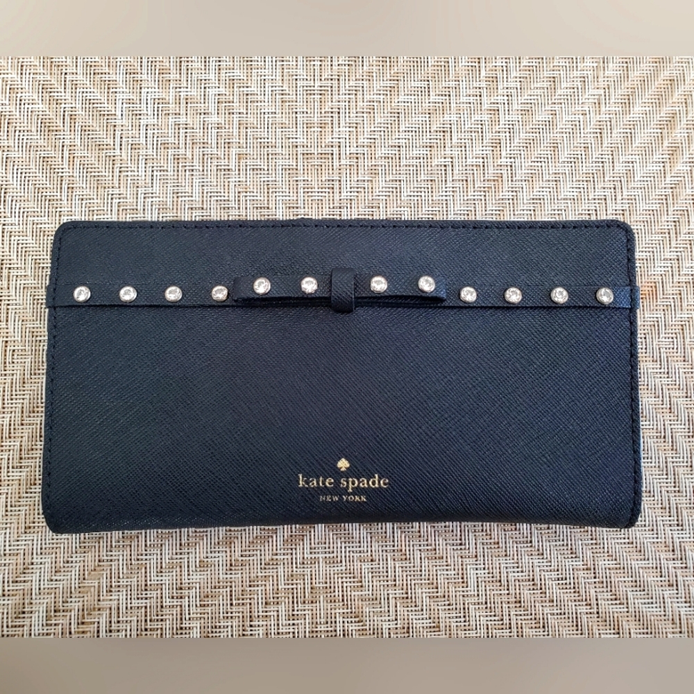Kate Spade Laurel way jeweled rhinestone bow wallet